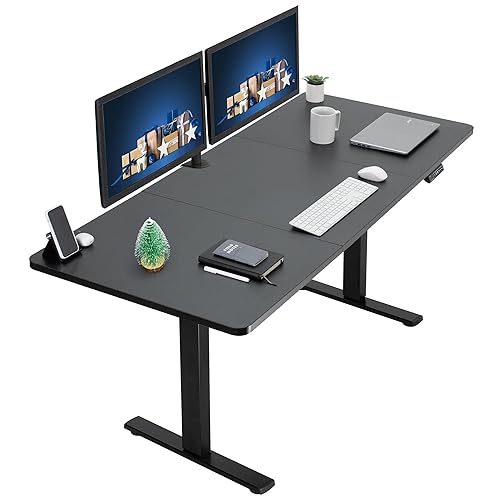 VIVO Electric 71 x 30 inch Standing Desk Workstation, Memory Controller Height Adjustment, 1B Series, Black Top Black Frame, DESK-KIT-1B7B - 71 x 30-inch - Black Top / Black Frame