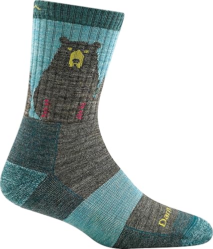 Darn Tough Bear Town Micro Crew Lightweight with Cushion Sock - Women's - Medium - Aqua