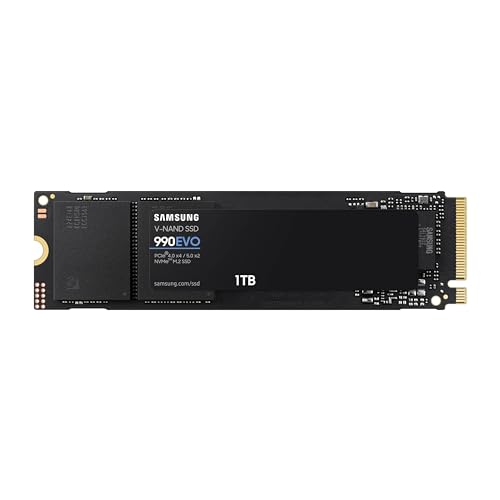 SAMSUNG 990 EVO SSD 1TB, PCIe Gen 4x4, Gen 5x2 M.2 2280 NVMe Internal Solid State Drive, Speeds Up to 5,000MB/s, Upgrade Storage for PC Computer, Laptop, MZ-V9E1T0B/AM, Black - 1 TB