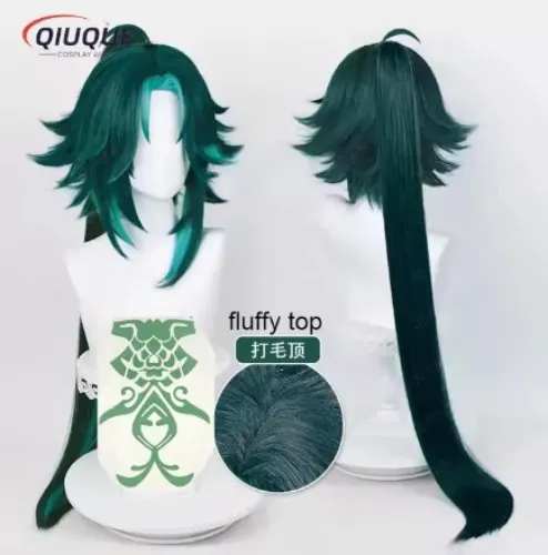High Quality New Genshin Impact Xiao Cosplay Wig Dark Green Short Straight Heat Resistant Synthetic Hair Cosplay Wig + Wig Cap@A - AliExpress 