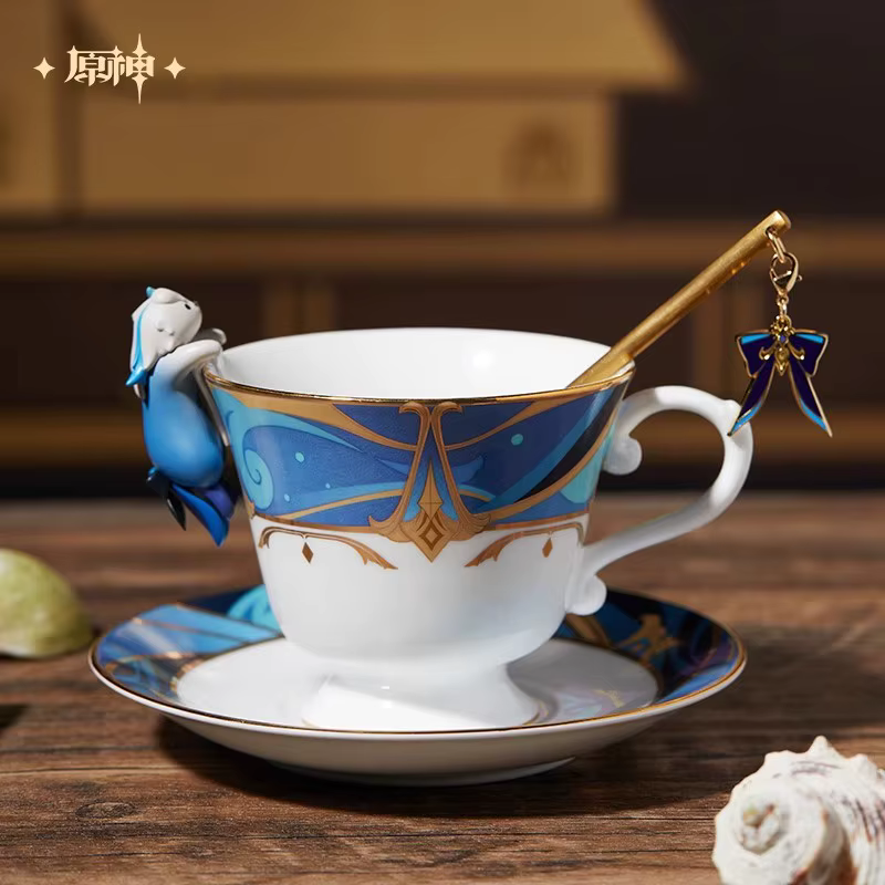 [Genuino] Genshin Impact Neuvillette temas impresas juego de té Taza de café de cerámica taza de leche Anime Cosplay accesorios regalo - AliExpress 