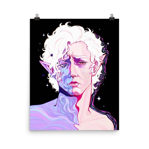 Astarion: The Pale Elf Baldurs Gate 3 Portrait Fan Art Wall Print