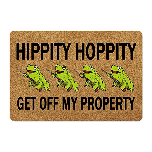 FunXiLin Welcome Door Mats for Home Decor (23.6 x 15.7 inch) Funny Mats with Anti-Slip Rubber Back Kitchen Rugs Personalized Doormat for Entrance Way - Hippity Hoppity Get Off My Property
