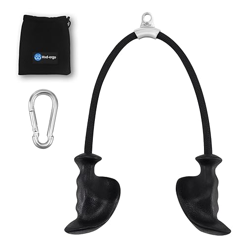 HXD-ERGO Tricep Rope with Ergonomic Handles, 36 Inch Tricep Pull Down Rope for Cable Machine, Pulley System, Triceps Rope Cable Attachment for Gym, Home - Black