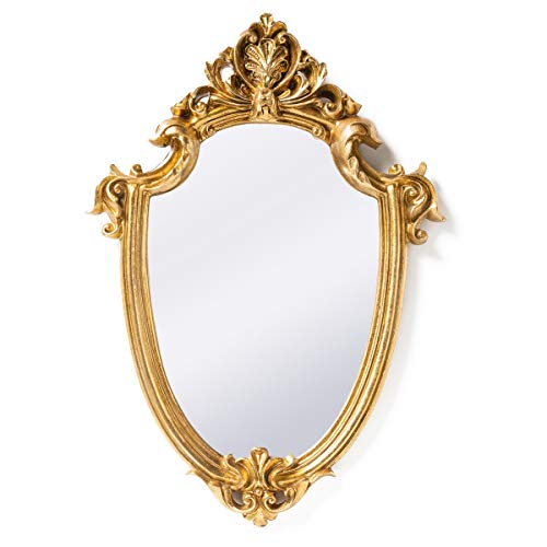 Funerom Vintage 16.9 x 11.8 inch Decorative Wall Mirror Gold Shield Shape - 16.9¡Á11.8 inch