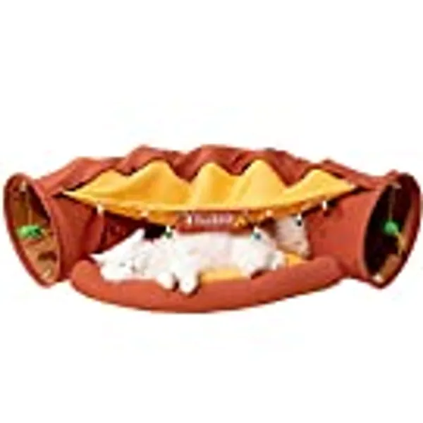 HIPIPET Cat Tunnel for Indoor Cats, Cat Tube with Collapsible Washable Cat Bed,Premium Cat Toy for Small Medium Large Cat.(Bar)…