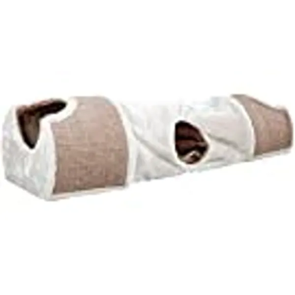 TRIXIE Cuddly Condos with Tunnel, Sisal Scratching Surface, Cream/Brown