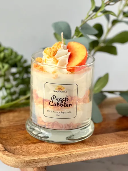 Peach Cobbler Candle, Peach Candle, Fall Candle, Layered Candle, Peach scented candles, Natural Soy Wax Candles, Whipped Candle, Fall Decor