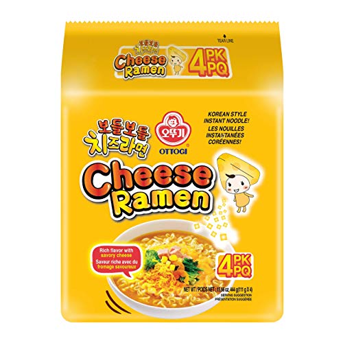 [OTTOGI] Cheese Ramen, KOREAN STYLE INSTANT NOODLE, Rich flavor with savory cheese (111g) - 4 Pack - Cheese 4pk - 3.92 Ounce (Pack of 4)