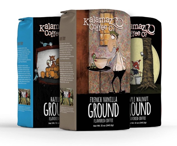 KALAMAZOO COFFEE COMPANY Specialty Flavored Ground Coffee Variety Pack - Hazelnut, French Vanilla, & Maple Walnut - 12oz Bag, Pack of 3 - Variety - Hazelnut, French Vanilla, Maple Walnut 3 Pack