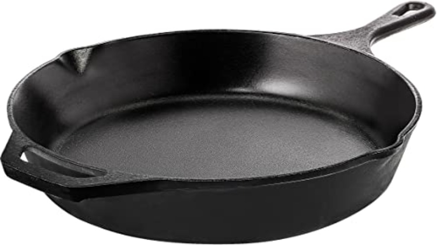 KICHLY Pre-Seasoned Cast Iron Skillet - Frying Pan - Safe Grill Cookware for Indoor & Outdoor Use - 10.25 Inch (26 cm) Cast Iron Pan - 26 cm