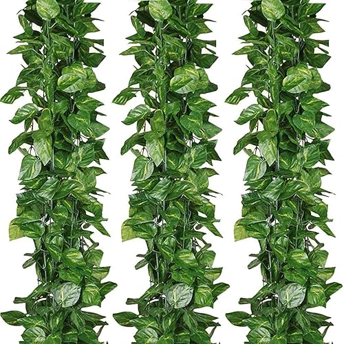 168 feet Fake Foliage Garland Leaves Decoration Artificial Greenery Ivy Vine Plants for Home Decor Indoor Outdoors (Scindapsus Leaves) - Scindapsus Leaves/12 Strands