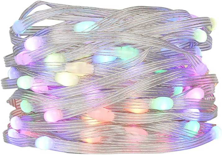 BTF-LIGHTING 16.4FT Transparent String Lights WS2812B RGB IC Individually Addressable 5m 50LEDs DC5V Transparent Wire IP67 for Christmas Party Festival Decoration - 5M 50LEDs