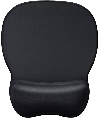MROCO Ergonomic Mouse Pad with Gel Wrist Support, Comfortable Mousepad with Smooth Wrist Rest Surface and Non-Slip PU Base for Pain Relief, Computer, Laptop, Office & Home, 9.4 x 8.1 in, Black - Black