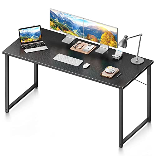 Coleshome 55 Inch Computer Desk, Modern Simple Style Desk for Home Office, Study Student Writing Desk, Black - 55 Inches - Black