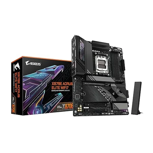 GIGABYTE X870E AORUS Elite WIFI7 AMD AM5 LGA 1718 Motherboard, ATX, DDR5, 4X M.2, PCIe 5.0, USB4, WIFI7, 2.5GbE LAN, EZ-Latch, 5-Year Warranty - X870E AORUS ELITE WIFI7