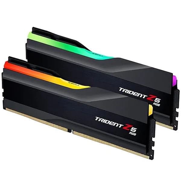 G.SKILL Trident Z5 RGB Series (Intel XMP 3.0) DDR5 RAM 64GB (2x32GB) 6400MT/s CL32-39-39-102 1.40V Desktop Computer Memory UDIMM - Matte Black (F5-6400J3239G32GX2-TZ5RK)