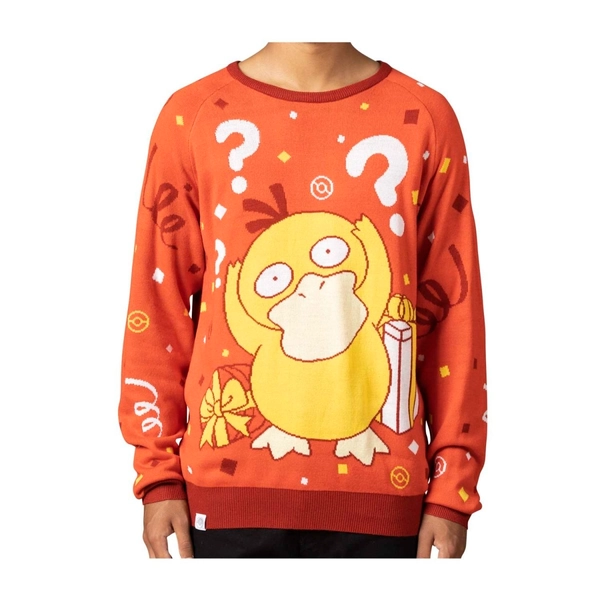 Psyduck Present Red Knit Sweater - Adult
