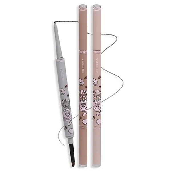 VEECCI Waterproof Gel Eyeliner Pencil - Highly Pigmented, Smudge-proof, Longwearing and Ultra-Fine Tip for Precise Eye Makeup - Built-in Brush for Easy Application - Ideal for women & girls(01 Black) - 01 Black