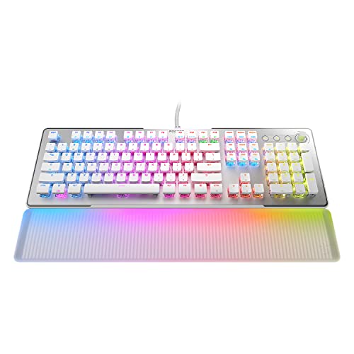 ROCCAT Vulcan II Max – Optical-Mechanical PC Gaming Keyboard with Customizable RGB Illuminated Keys and Palm Rest, Titan II Smooth Linear Switches, Aluminum Plate, 100M Keystroke Durability – White - White - Vulcan II Max Linear