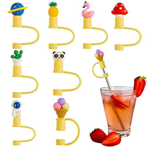 8 Pieces Silicone Straw Head Cover Reusable Straw Cover Pineapple Cactus Duck Shape Straw Cover 6-8mm Straw Cover Dust Proof Straw Cover Straw Not Included