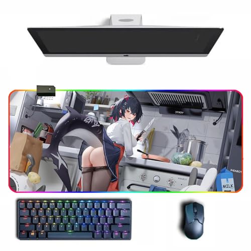 Anime Mouse pad Zenless Zone Zero Anime RGB Mouse Pad with Different Lighting Modes Large Rubber Mouse Pads - E - 400mm*900mm*4mm