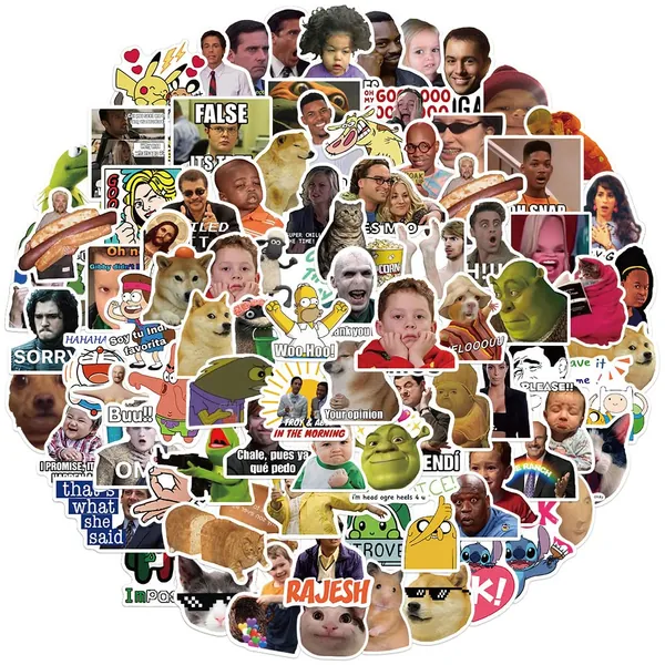 100 Packs Funny Meme Stickers Water Bottles Laptop Phone Motorcycle Computer Guitar Skateboard Hydroflasks Meme Vinyl Sticker Waterproof Aesthetic Trendy Decals for Teens Girls Adults