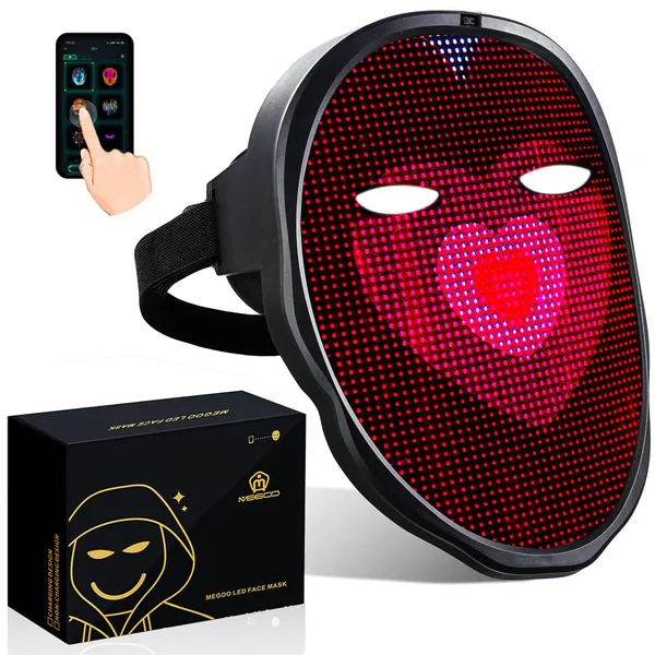 Led Mask with App Bluetooth Programmable,for Costumes&Masquerade Party,Light Up led face mask,2022 Coolest Full Led Mask