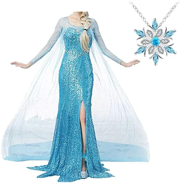 Princess Elsa Anna for Women Coronation Dress Adult Costume Cosplay Christmas