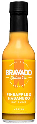 Pineapple And Habanero Hot Sauce By Bravado Spice Gluten Free, Vegan, Low Carb, Paleo Hot Sauce All Natural 5 oz Hot Sauce Bottle Award Winning Gourmet Hot Sauce - Pineapple And Habanero - 5 Fl Oz (Pack of 1)