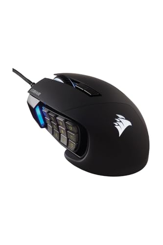 CORSAIR SCIMITAR RGB ELITE Wired MOBA/MMO Gaming Mouse – 18,000 DPI – 17 Programmable Buttons – iCUE Compatible – PC, Mac, PS5, PS4, Xbox – Black - Wired