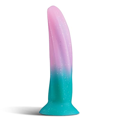 6 inch Dildo Suction Dildo, Small Silicone Dildo Fantasy Dildo for Beginner, Slim Dildo Anal Dildo for Prostate G-spot, Pink Soft Dildo Thin Dildo, Anal Plug Sex Toys for Men Women Couples - Pink Green