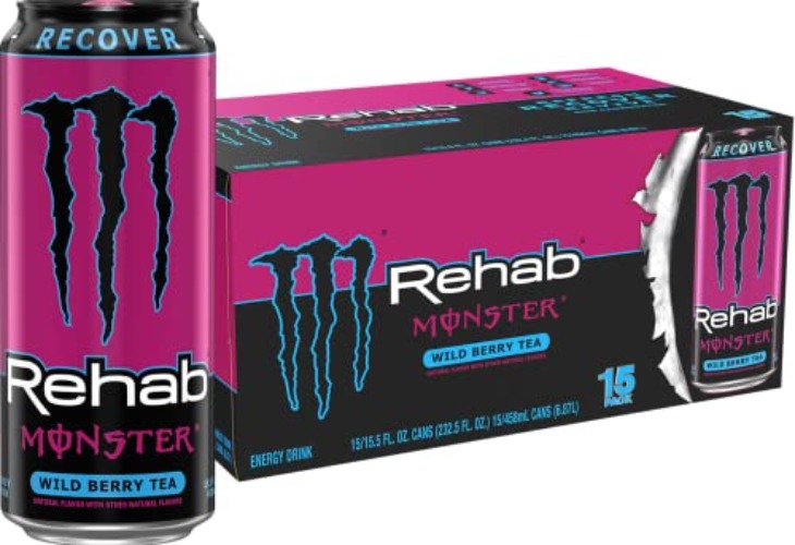 Monster Rehab Wild Berry Tea + Energy, Energy Iced Tea, Energy Drink, 15.5 Ounce (Pack of 15) - Rehab Wild Berry Tea - 15.5 Fl Oz (Pack of 15)