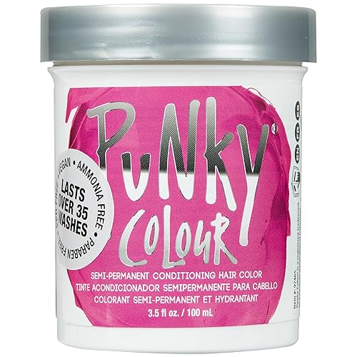 Punky Flamingo Pink Semi Permanent Hair Color, Conditioning Vegan Hair Dye, Non-Damaging Formula, PPD & Paraben-Free, Long-Lasting Vibrant Pink Hair Color, Up to 40 Washes, Hair Care, 3.5 oz - Flamingo Pink - 3.5 Ounce (Pack of 1)