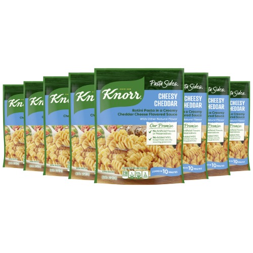 Knorr Pasta Sides For Delicious Quick Pasta Side Dishes Cheesy Cheddar Rotini No Artificial Flavors, No Preservatives, No Added MSG 4.3 oz (Pack of 8)