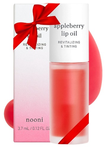 Nooni Korean Lip Oil - Appleberry | Valentines Day, Gift, Moisturizing, Revitalizing, and Tinting for Dry Lips with Raspberry Fruit Extract, 0.12 Fl Oz