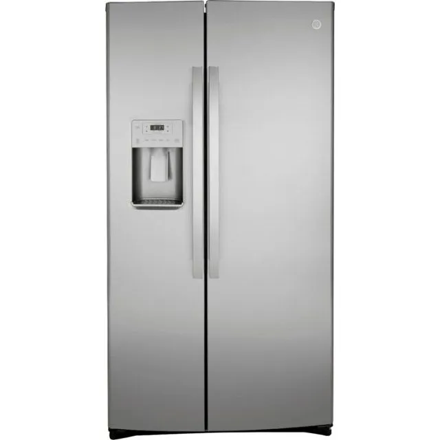GE - 21.8 Cu. Ft. Side-by-Side Counter-Depth Refrigerator - Stainless Steel