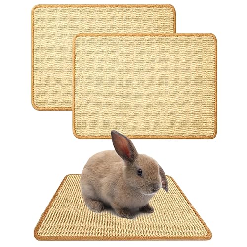 Oncpcare 2PCS Rabbit Scratch Mat Natural Bunny Scratching Pad Claws and Teeth Care Rabbit Mats for Cages Rabbit Chew Toys for Bunny Pet Cage Bedding for Biting Sleeping Nesting, 16x12 - Natural 2pcs - 16"x12"