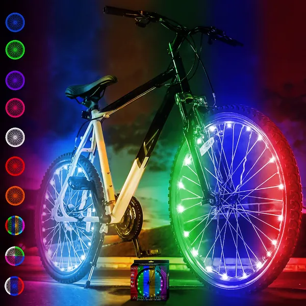Activ Life 2-Tire Pack LED Bike Wheel Lights with Batteries Included! Get 100% Brighter and Visible from All Angles for Ultimate Safety and Style - Color-Changing 2 Wheels