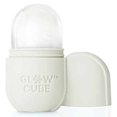 Glow Cube Ice Roller For Face Eyes and Neck To Brighten Skin & Enhance Your Natural Glow/Reusable Facial Treatment to Tighten & Tone Skin & De-Puff The Eye Area (White) - White