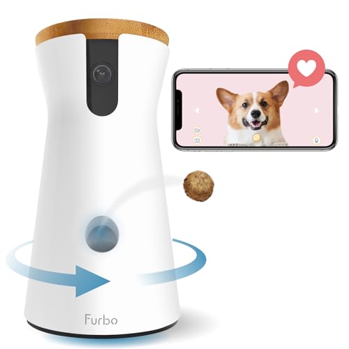Furbo 360° Dog Camera: [New 2022] Rotating 360° View Wide-Angle Pet Camera with Treat Tossing, Color Night Vision, 1080p HD Pan, 2-Way Audio, Barking Alerts, WiFi, Designed for Dogs - Dog Cam Only