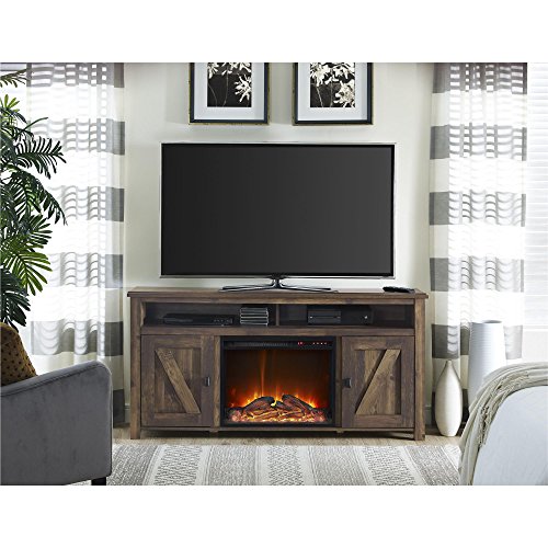 Ameriwood Home Farmington Electric Fireplace TV Console for TVs up to 60", Rustic - Rustic - 60" - TV Console
