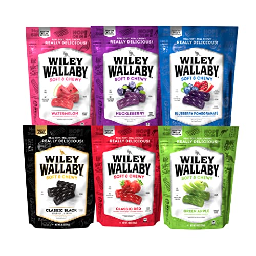 Wiley Wallaby Licorice 10 Ounce Classic Gourmet Australian Style Soft & Chewy Licorice Candy Variety Pack Twists, 6 Pack - 10 Ounce (Pack of 6)