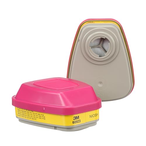 3M P100 Respirator Cartridge/Filter 60923, 1 Pair, Helps Protect Against Organic Vapors, Acid Gases, and Particulates - 1 Pair