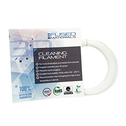 Fused Materials 3D Printer Cleaning Filament, 1.75mm - Works with FDM 3D Printers and 3D Pens - 0.1kg Roll - Premium Grade (Cleaning Filament) - Off-white