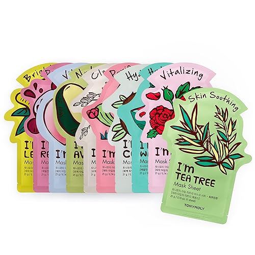 TONYMOLY I'm Real Sheet Mask, Pack of 10 - Sheet Mask, 10 Count, Assorted - 1 Count (Pack of 10)