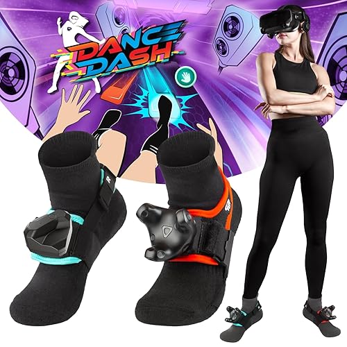 Rebuff Reality Trackstraps Elite + Dance Dash Full Game Steam Key, Compatible with VIVE Trackers 2.0 & 3.0, HTC VIVE Ultimate Tracker, Tundra Tracker (tracker sold separately) - Trackstrap Elite (2-feet Straps)