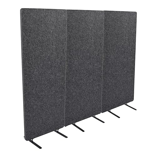 ReFocus™ Raw Freestanding Acoustic Room Divider 3 Pack – Reduce Noise and Visual Distractions with This Lightweight Room Separator (Ash Gray, 24" X 62") - 24" X 62" - 3 Pack - Anthracite Gray