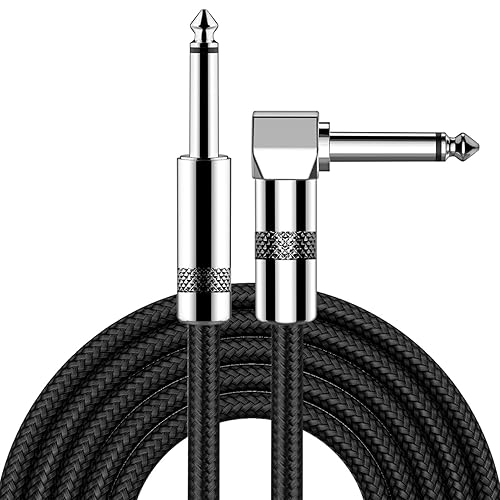 New bee Guitar Cable 10ft Electric Instrument Bass AMP Cord for Electric Mandolin, Pro Audio (Right Angle to Straight, Black) - 10FT - Right