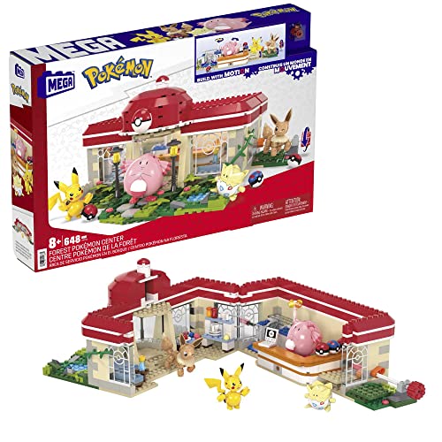 MEGA Pokémon Playset, Forest Pokemon Center Includes Pikachu, Chansey, Eevee, and Togepi, Building Toys for Kids and Adults, Collectible Character Model with 648 Pieces, Toy for Ages 8 and Up, HNT93 - Forest Pokémon